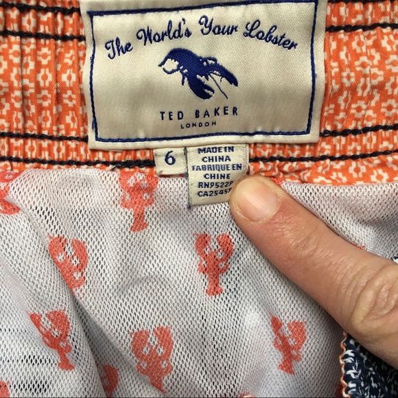 Ted Baker London blue & white geometric print swim trunks size 6 / large - Picture 11 of 13